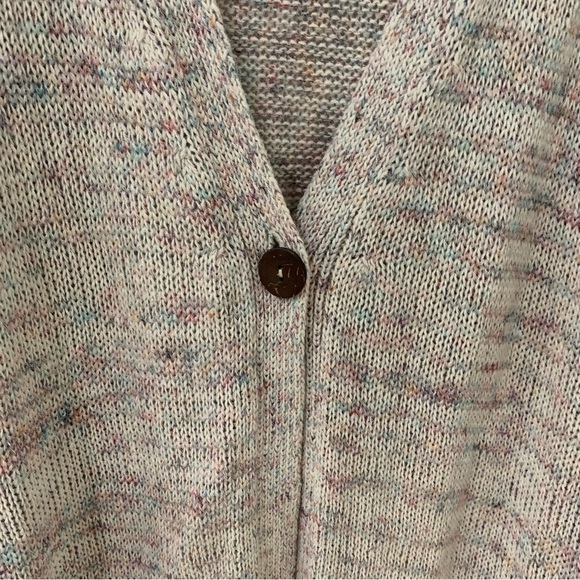 J. Jill Speckle Open Knit One Button Cardigan Size Petite Large Coastal Grandma - Picture 4 of 12